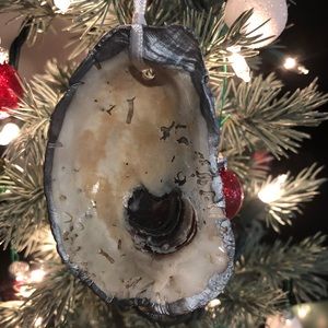 Handmade silver edge natural oyster shell ornament